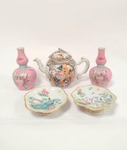 Group of Chinese export porcelain to include 18th century famille rose globular teapot with cover,
