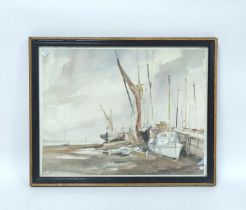 B. G. Healey (British contemporary) Fishing Boats on the Beach. Watercolour. Signed and dated 85.