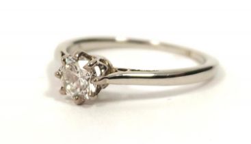 Diamond solitaire ring in 'platinum'. Size 'H'