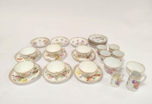 Collection of Dresden hand painted porcelain floral sprays tea and coffee wares, to include four
