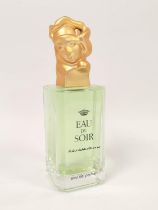 Glass shop display eau de parfum bottle of large size for Eau du Soir with contents, with gold