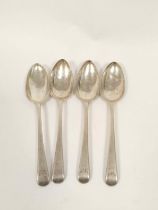York, four silver dessert spoons, initialled, by R. Eattle 1807, 55g, 5½ oz.