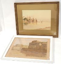 L. Mancini. On the Nile. Watercolour. Signed and inscribed. 25cm x 34cm. Also Edouard Bouilleres,