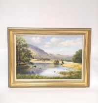 Paul Harley. Rydal Water. Oil on canvas. Signed and dated 2001. 49cm x 74.5cm.