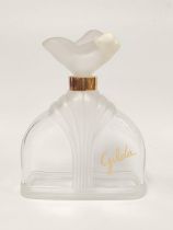 Glass shop display perfume bottle of large size for Gilda, with shaped frosted glass stopper, 32cm