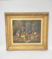 H. L. Wills Fruit against a mossy bank. Oil on canvas. Signed & dated (18)79. 49cms x 59cms.