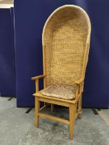 Orkney chair in the traditional style with woven canopy back and detachable seat, approx. 110cm