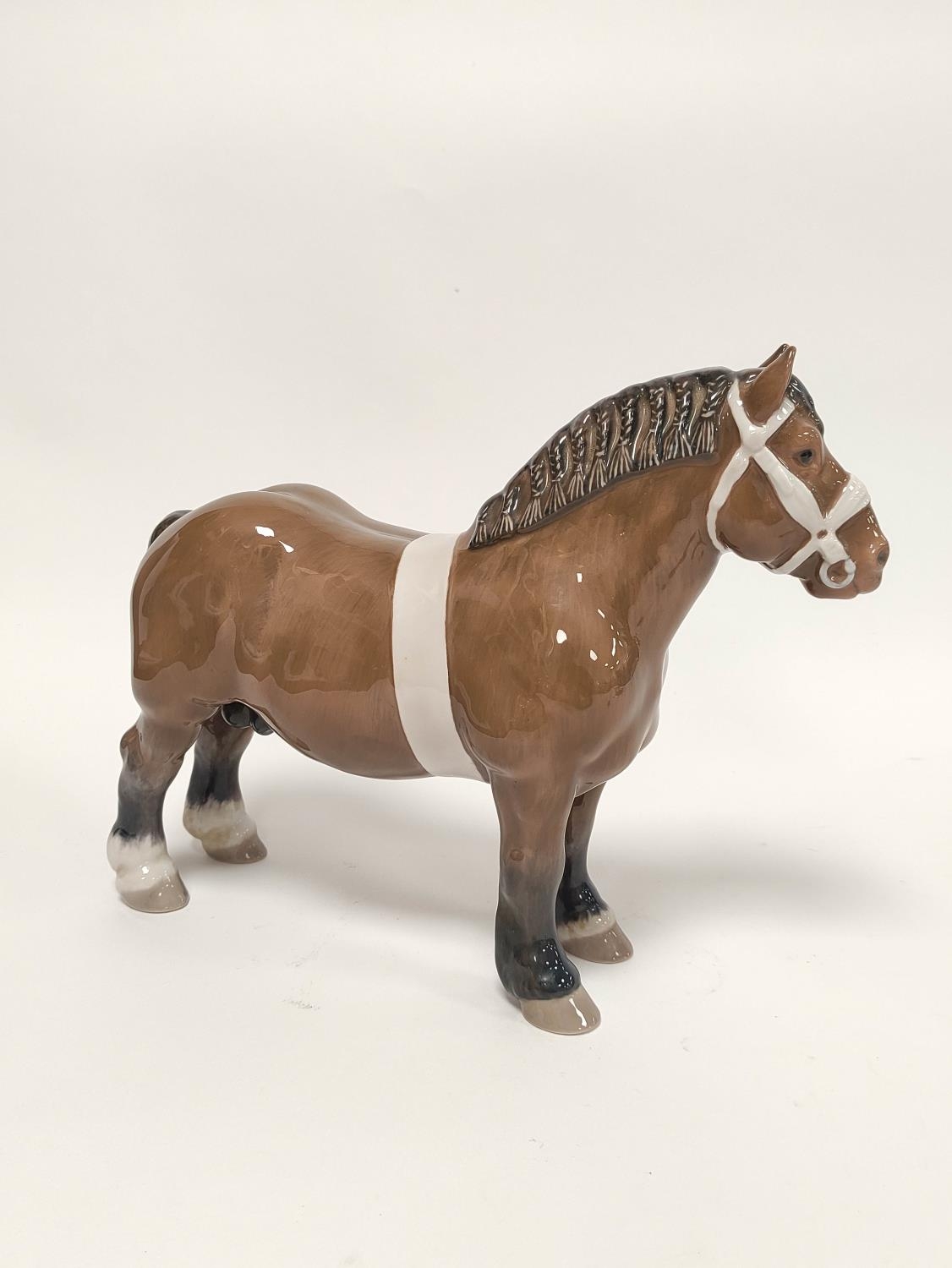 Bing & Grondahl of Denmark glazed porcelain figure of a Percheron horse, of large form, shape no - Image 3 of 10