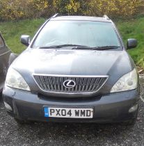 Motor car. Lexus RX300 2004 charcoal grey and cream leather interior, 189,000 miles. On a Sorn, last