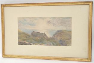 Artist Unknown, 19th Century. Tintagel. Watercolour. Poss. indistinctly signed. Inscribed to mount