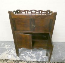 19th century George III style mahogany night stand with pierced gallery top above two sets of