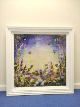 Rozanne Bell (b.1962) "My Mystic Meadow". Acrylic and resin on board. Signed. 87cm x 87cm.