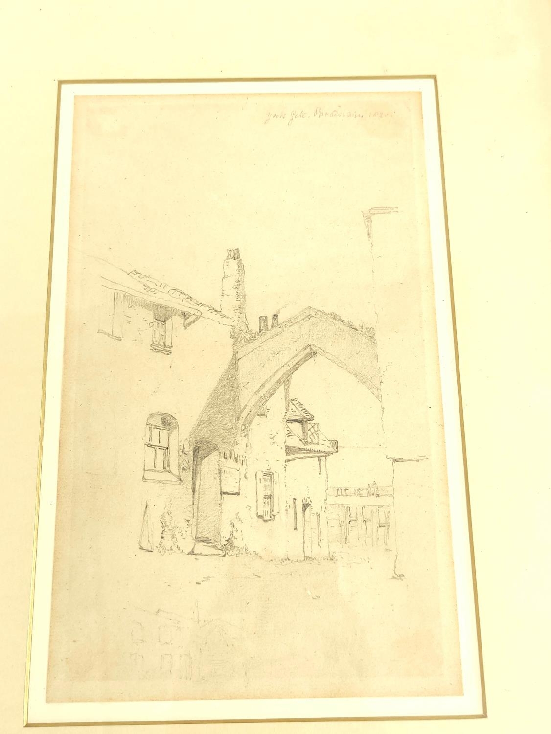 William James Blacklock. First courtyard, Haddon Hall. Pencil drawing. 14cm x 20cm. Also four - Image 9 of 10