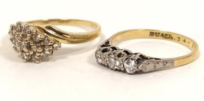 Two diamond rings with small brilliants in 18ct gold. 5g