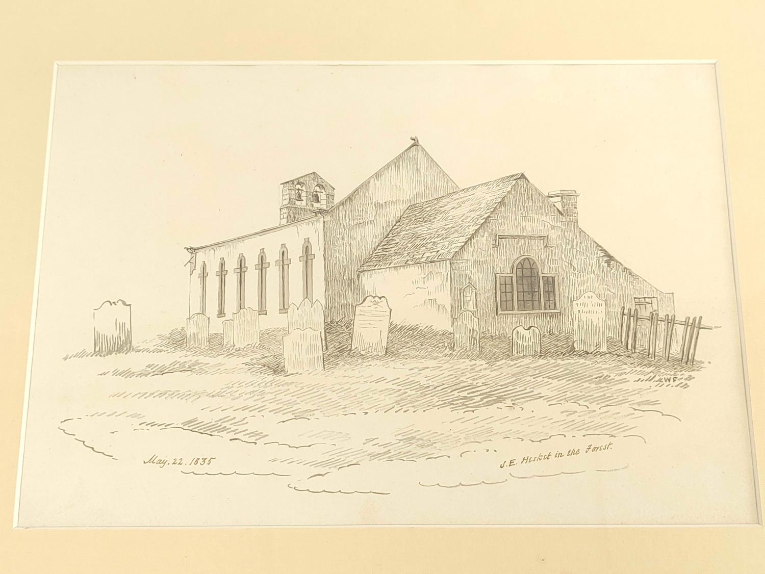 Rev. William Ford. S.E., Hesket-in-the-Forest Church. Pencil drawing. Inscribed and dated 1835. 18cm - Image 3 of 6