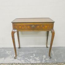 Dutch marquetry inlaid writing table circa late 18th early 19th century, with shaped tray top