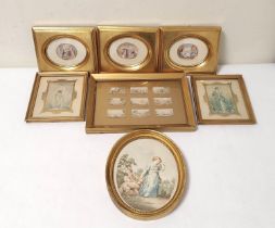 Set of nine George Baxter Needlebox Prints, Queen Victoria & family, Osborne House, a Brunel