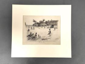"Cricket in India", etching by J. Elliot R.A. and W. Fred Lee, Jan. 26th, 1896. Image size 20.5cm