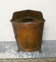 19th century Irish style mahogany corner wash stand, with three quarter gallery back with circular