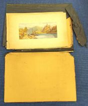 Artist Unknown, 19th Century. Italian lake scenes and similar. Set of three watercolours. 19cm x