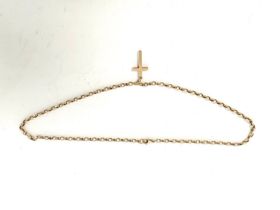 9ct gold cross and necklet, belcher pattern. 14g