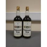 Two 1 Litre bottles of O.V.D old vatted Demerara rum, Bottled circa 1980s, Imported by The George