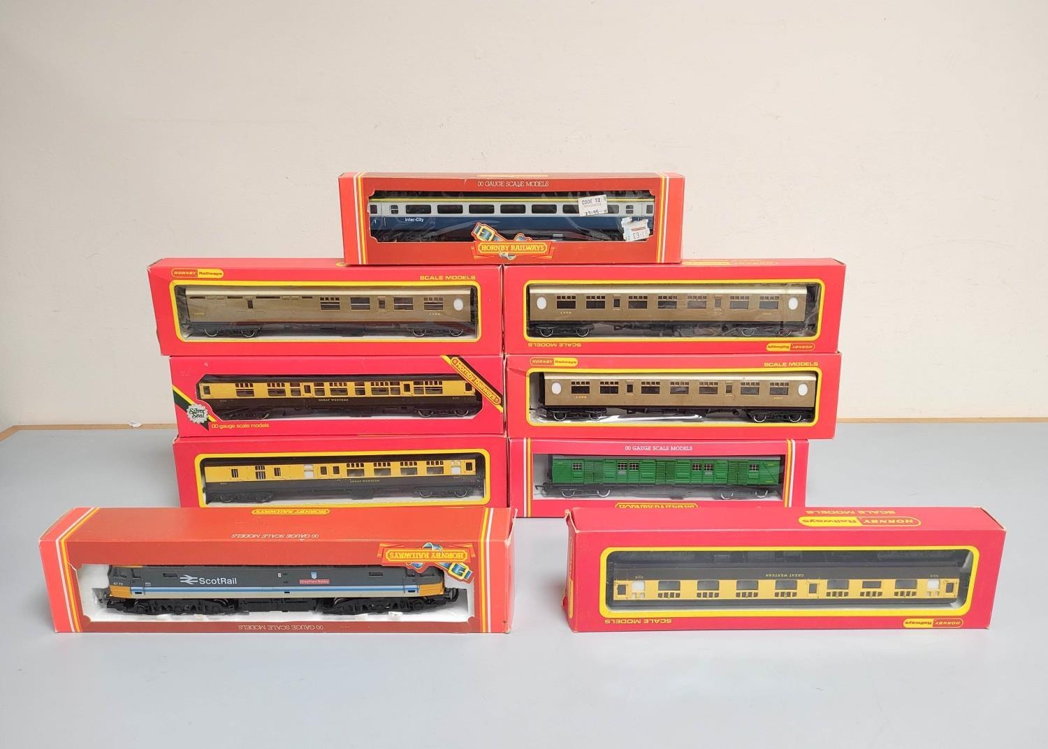 Hornby Railways. Eight boxed rolling stock carriages to include G.W.R Composite Coach With Seats