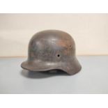 WW2 Third Reich M35 stahlhelm helmet shell in relic condition double insignia but only traces