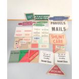 British Rail. Collection of cardboard notices, parcel labels and enamel signs.