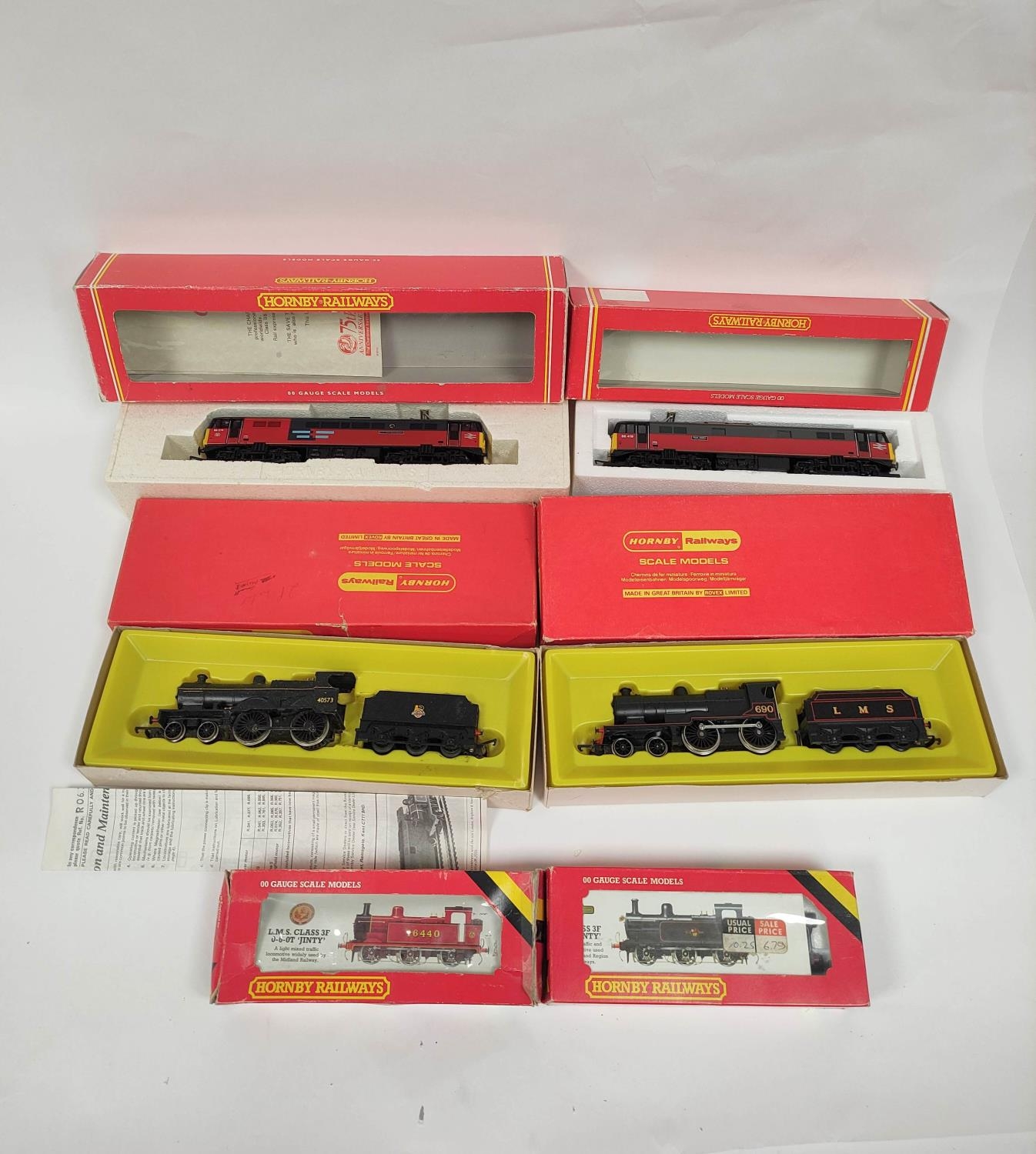 Hornby Railways. Six 00 gauge locomotives to include a Class 2P 4-4-0 690 in LMS Black R450 and