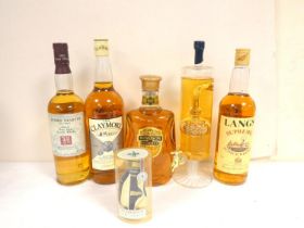 Four bottles of Scotch whisky to include three blends LANGS SUPREME 75cl 40% abv. THE CLAYMORE 40%