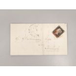 Great Britain. Victorian correspondence having penny black stamp on envelope cover, with red Maltese