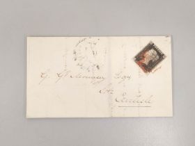 Great Britain. Victorian correspondence having penny black stamp on envelope cover, with red Maltese