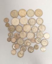 United Kingdom. Large collection of .500 grade silver coins to include shillings, halfcrowns,