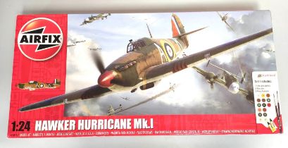 Airfix. Boxed 1:24 scale Hawker Hurricane Mk.I model. Kit no. A50167. Complete and components