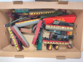 Tri-Ang. Box containing a large collection of 00 gauge rolling stock to include a Guard Room Coach