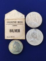 United Kingdom. Two sterling silver Edward VIII 1902 Coronation Medals, with sleeves of issue by G.W