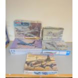 Five boxed model construction kits to include Trumpeter RAF Harrier GR.MK7 02287, a Monogram B-17G