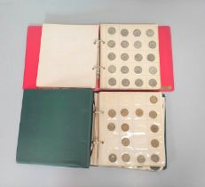 Two folders of British coinage ascending from pennies to shillings and to include Victorian-