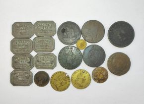 Tokens. Lot to include seven communion tokens dated 1843 issued by Lockerbie Free Church, a 1791