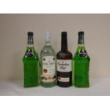 CANADIAN CLUB blended whisky 40% abv. 70cl, BACARDI white rum 37.5% abv 1litre and two bottles of