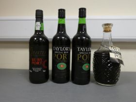Two bottles of Taylor's special ruby port, 75cl, 20% vol, with another Taylor's special ruby port