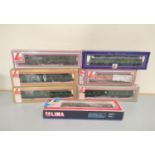 Lima Railways. Seven boxed 00 gauge rolling stock carriages to include a Class 117 DMBS in BR