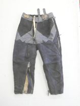 WW2 Third Reich German Luftwaffe Flying Suit ''Kanalhose'' Trousers, blue grey suede and herringbone