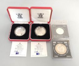 Silver proof coins to include two 1997 Royal Mint Golden Wedding Anniversary sterling silver