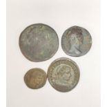 Roman coinage. Bronze Dupondius of Emperor Hadrian OBV laurel portrait facing right REV Aequitas