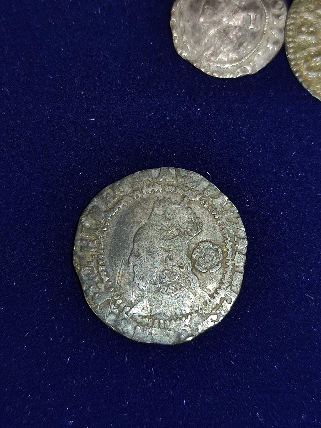 Hammered coinage to include an Elizabeth I threepence dated 1568, a Charles I halfpenny S.2846, - Image 2 of 7