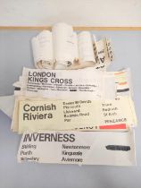 Quantity of British Rail adhesive window destination labels to include kings cross and others.