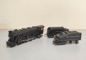 Marx. 0 gauge electric die-cast 4-6-2 locomotive with New York Central and Santa Fe tenders. (3)