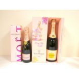 VEUVE CLICQUOT Rose Champagne 75cl 12.5% abv. and MOET ET CHANDON Rose Imperial Champagne 375ml 12%,
